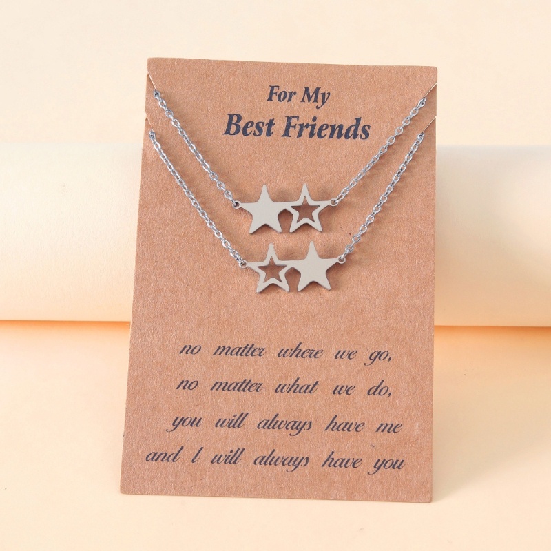 Set 2 Vòng cổ Mặt Ngôi Sao Năm Cánh Bằng Thép Không Gỉ