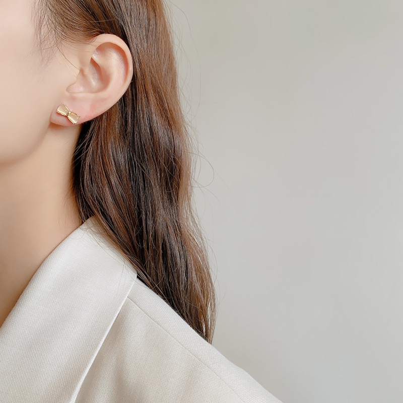 Khuyên Tai Hình Nơ Đính Đá Opal Phong Cách Mới 2022 Cá Tính Đơn Giản