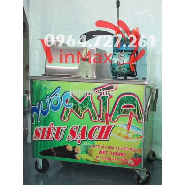 Xe ép nước mía ép 2 cây siêu sạch có bàn liền và ngăn kéo