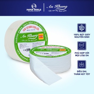 Combo 5 giấy vệ sinh cuộn lớn cao cấp 900g 2 lớp AN KHANG SOFT | Thế Giới Giấy | 100% bột giấy nguyên sinh | AKS900