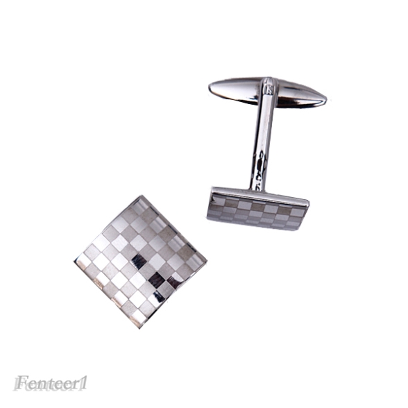 [Fenteer1] Cặp Khuy Măng Sét Họa Tiết Bàn Cờ Trang Trí Cho Chú Rể Trong Đám Cưới