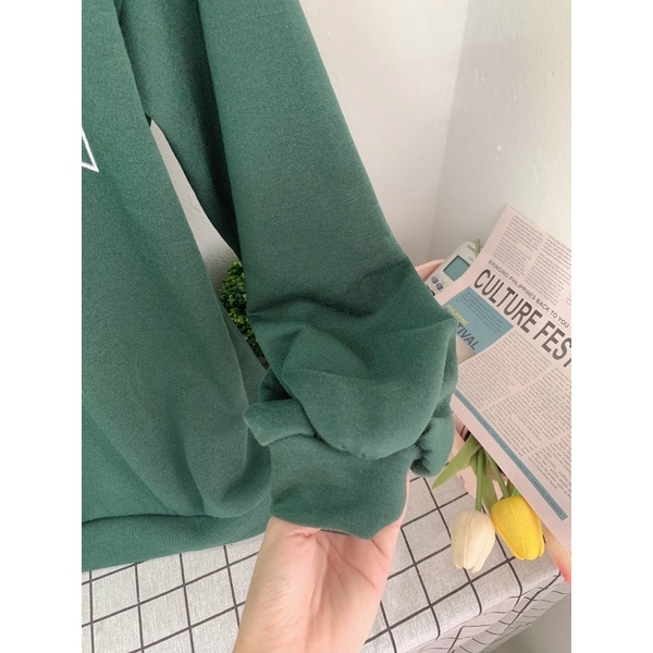 [Ảnh thật/Video]Áo Sweater xanh rêu Form Rộng Unisex Tay Bồng Nam Nữ Mặc Được Chất Nỉ Hàng Xuất | BigBuy360 - bigbuy360.vn