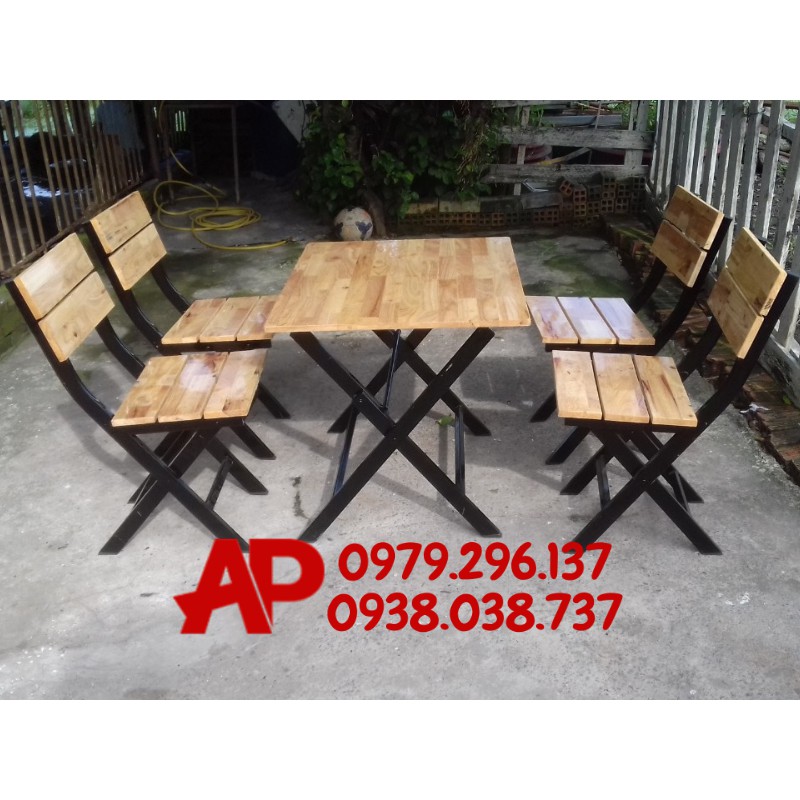 Bàn ghế gỗ xếp cafe Anh Phi - AP050