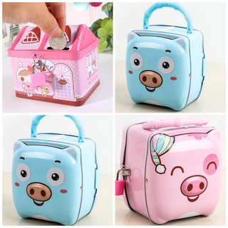 Két sắt hình heo tiết kiệm mini có khóa cho bé - Ống heo tiết kiệm mini cho bé