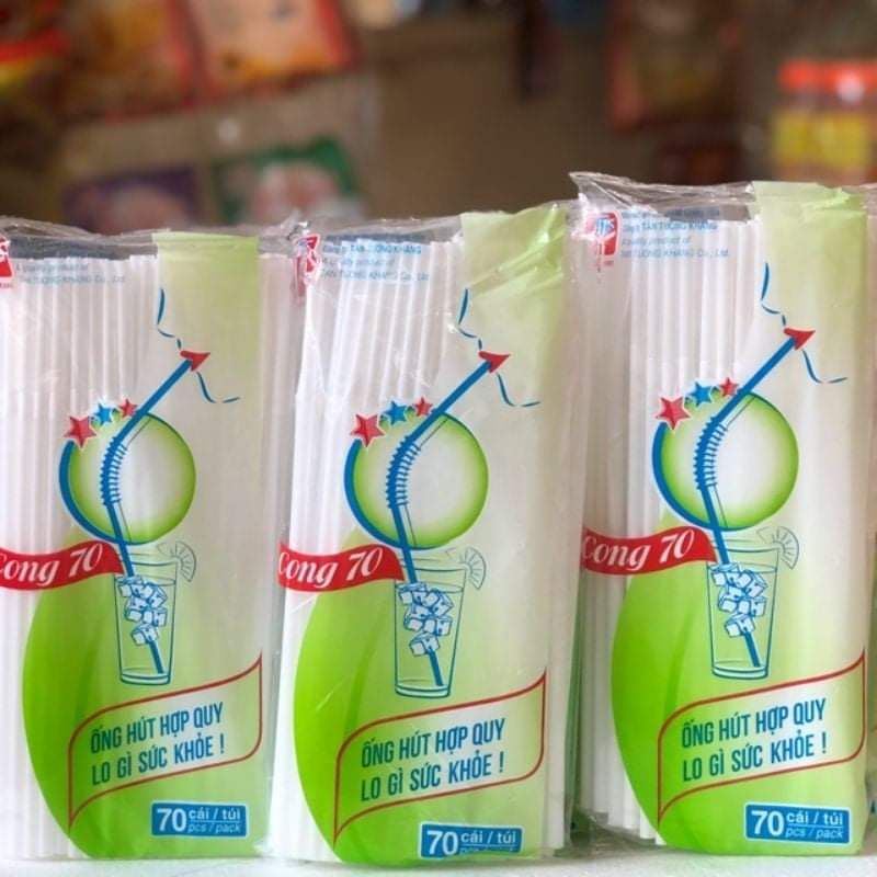 2 bịch ống hút trắng dùng 1 lần