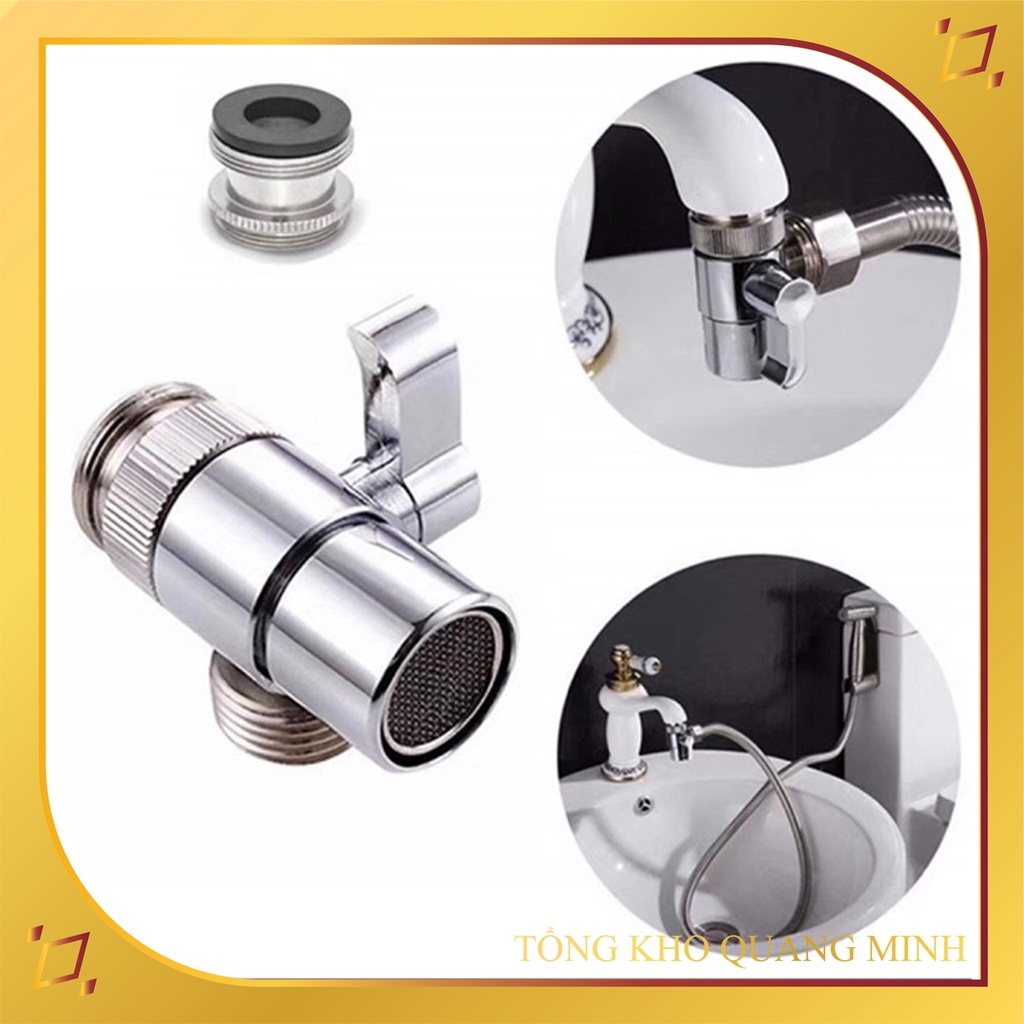 Van nối, van chuyển đổi chia nước vòi Lavabo để lắp đặt thêm bộ sen tắm, vòi xịt chất liệu hợp kim chống gỉ - PK102