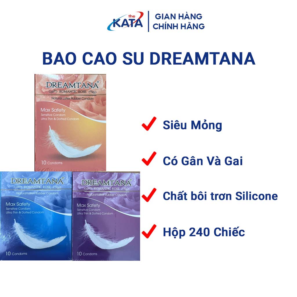 Bao Cao Su Dreamtana- Siêu Mỏng Có Gân Và Gai Hộp 10 Chiếc - KP033