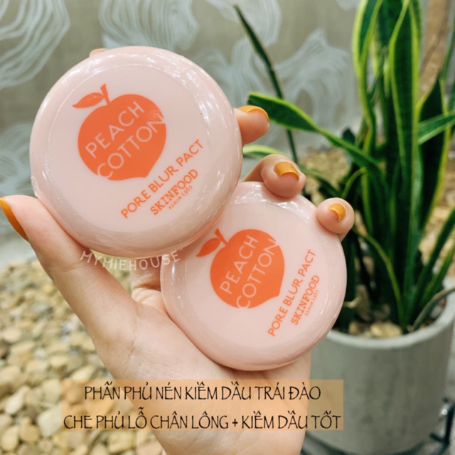 PHẤN PHỦ NÉN KIỀM DẦU TRÁI ĐÀO SKINFOOD - PEACH COTTON PORE BLUR PACT 🍑