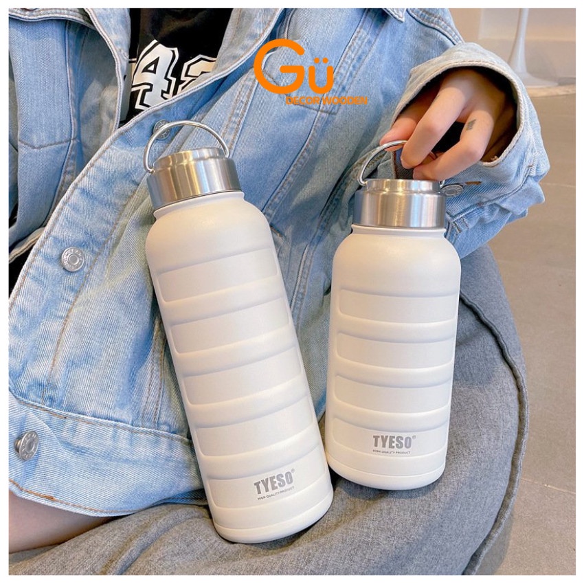 Bình giữ nhiệt có quai TYESO inox 304 cao cấp 1000ml, giữ được đồng thời nóng và lạnh trên 8H