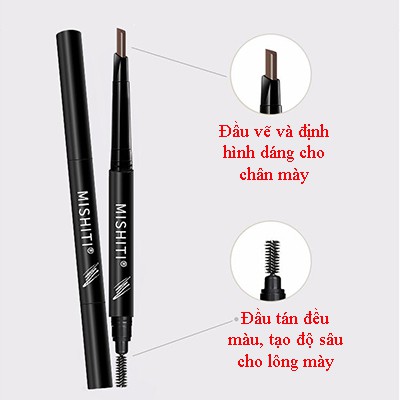 Bút chì kẻ mày 2 đầu MISHITI lâu trôi, không thấm nước, đầu vẽ ta giác dễ dàng sử dụng cho người mới bắt đầu - Anquachi | WebRaoVat - webraovat.net.vn