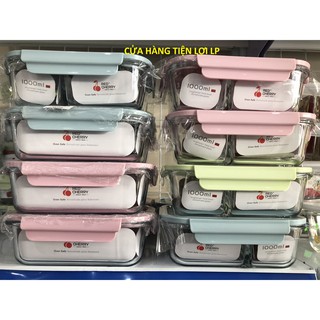 Hộp thủy tinh đựng thức ăn 3 ngăn cao cấp Red Cherry