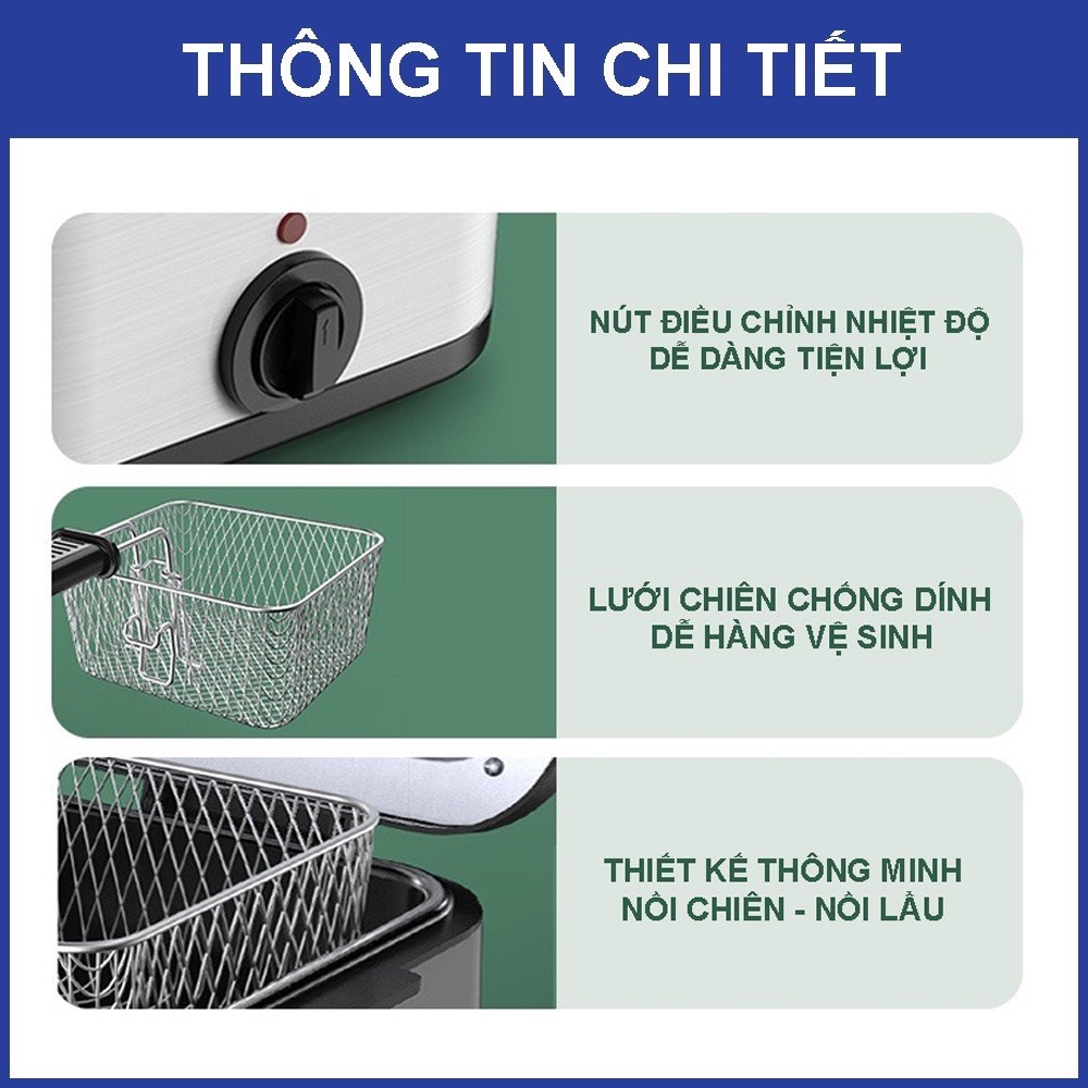 Nồi Chiên Ngập Dầu chính hãng Lock&Lock EJF716SLV , BH 12 tháng, chiên gà rán, mực, tôm, nem siêu giòn