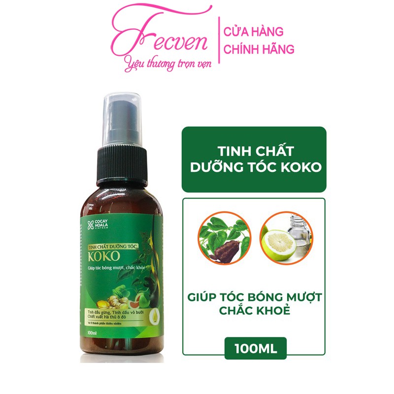 Tinh chất dưỡng tóc KoKo Cocayhoala - Ngăn rụng tóc - Kích thích mọc tóc - Giúp tóc mềm mượt, Chai 100ml FECVEN