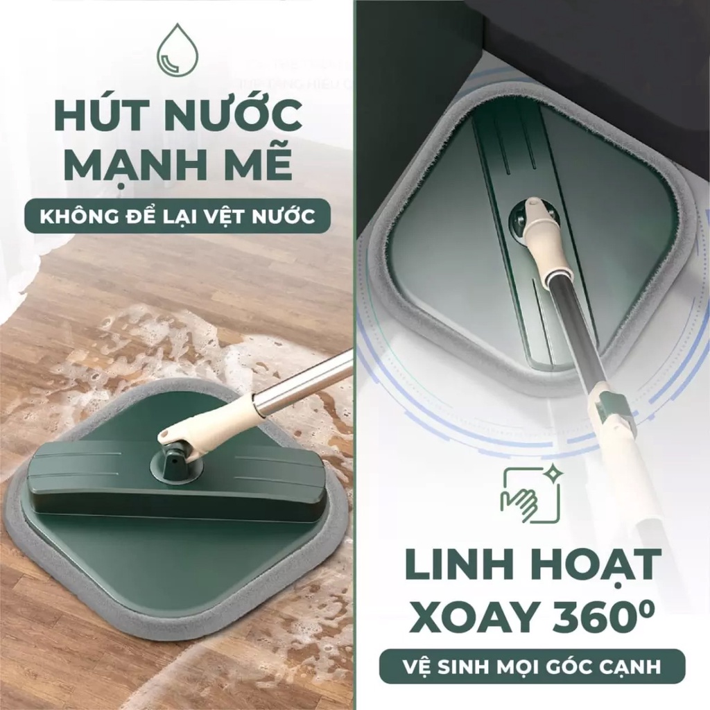 Cây lau nhà tự vắt thông minh xoay 360 độ gạt nước kèm thùng vắt mau không , tặng kèm 1 miếng lau nhà