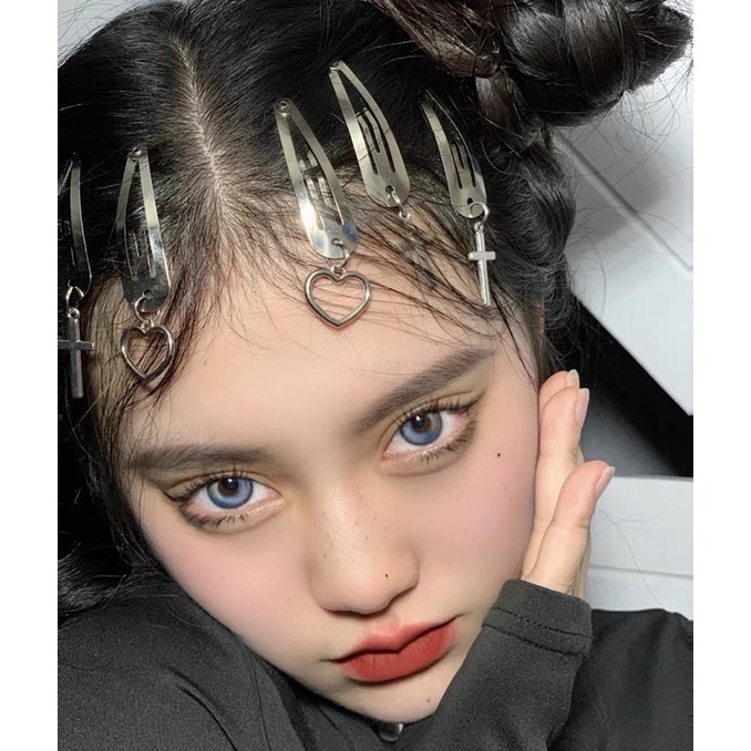 Kẹp tóc mái hình thánh giá và trái tim phong cách unisex