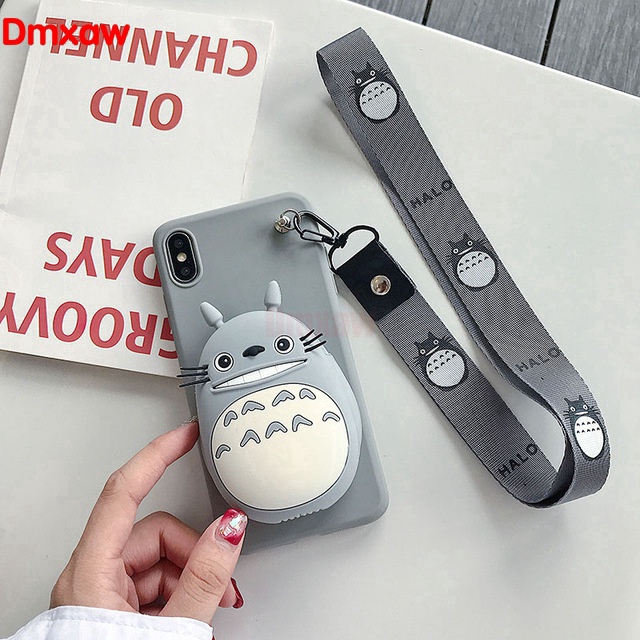 Ốp điện thoại có dây đeo và ví nhỏ họa tiết hoạt hình xinh xắn cho Samsung Galaxy A20s A10s A50 A30S A50S