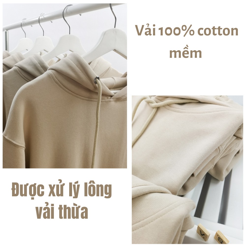 Hoodie 100% Cotton Cao Cấp Màu Cát Mới Lạ Form Unisex Định Lượng 360gsm - Áo Hoodie Dầy Dặn Cho Nam Nữ Mùa Đông | BigBuy360 - bigbuy360.vn