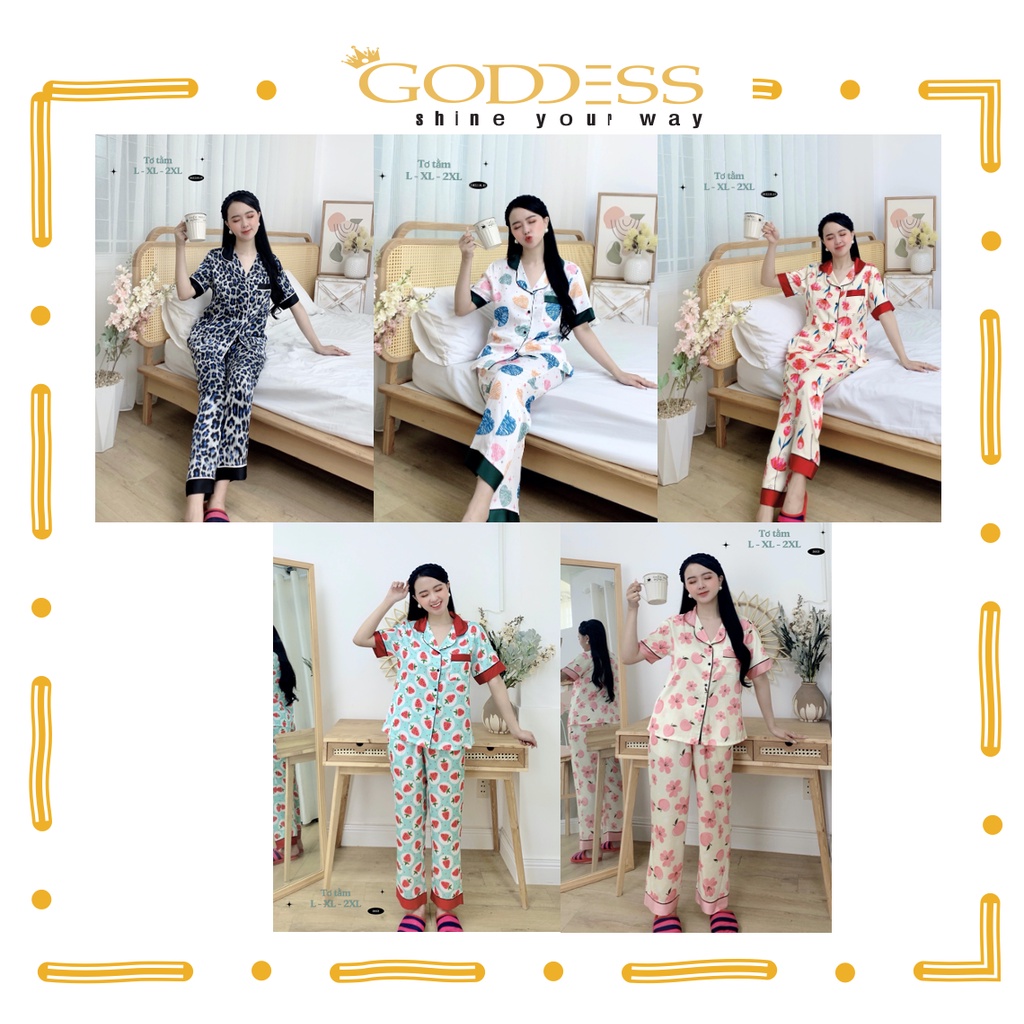 Bộ Pijama Lụa Mango - Đồ ngủ dài cổ bèo tiểu thư xinh xắn Bigsize 40-75kg mềm mịn
