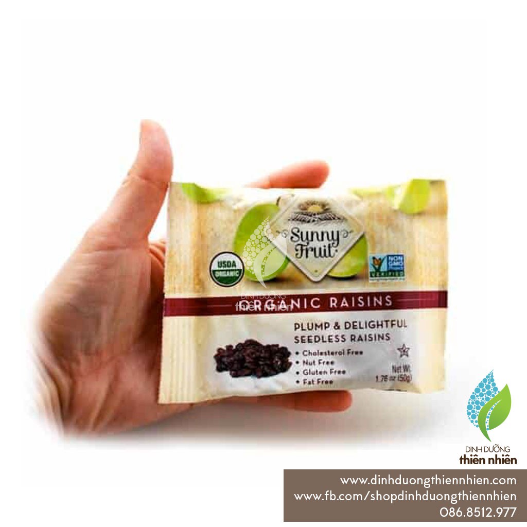 Nho Khô Hữu Cơ Sunny Fruit Organic Raisins, 250g (5 Túi Nhỏ)