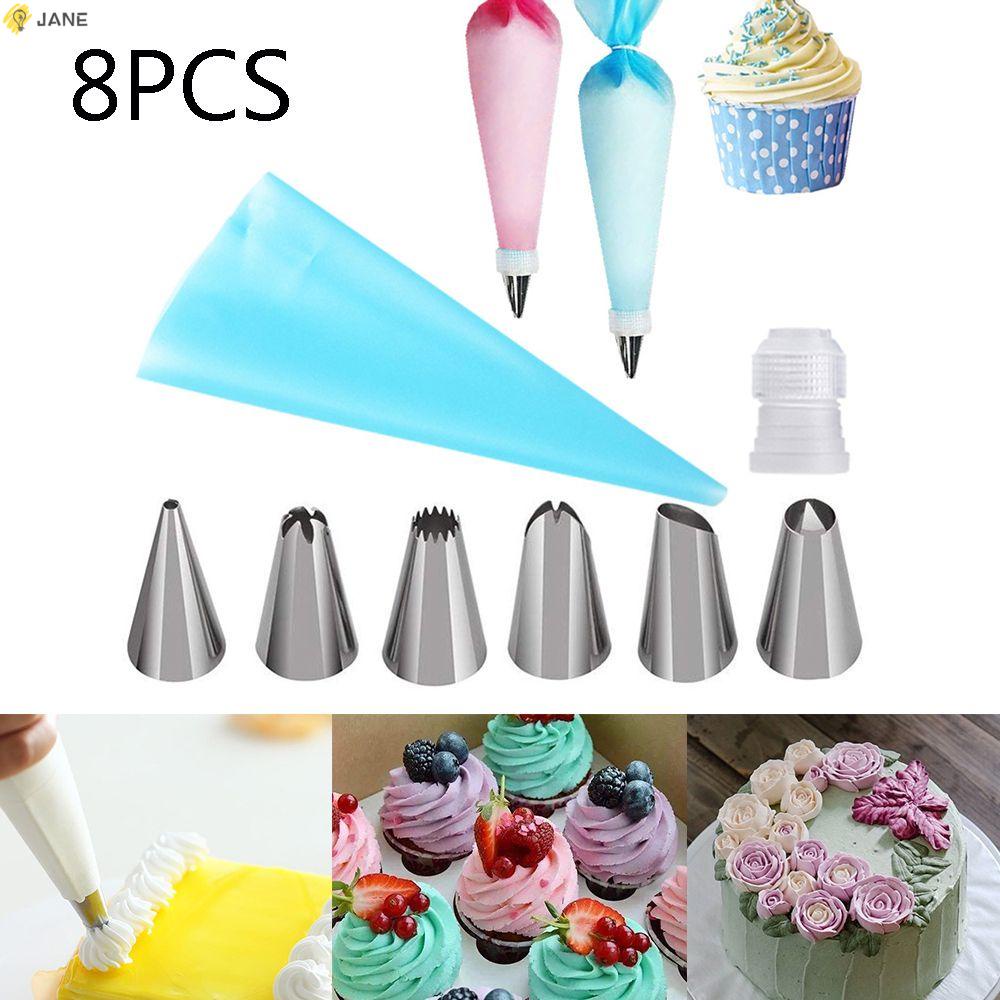 Set đui bắt bông kem thép không gỉ 8 món làm bánh tiện lợi