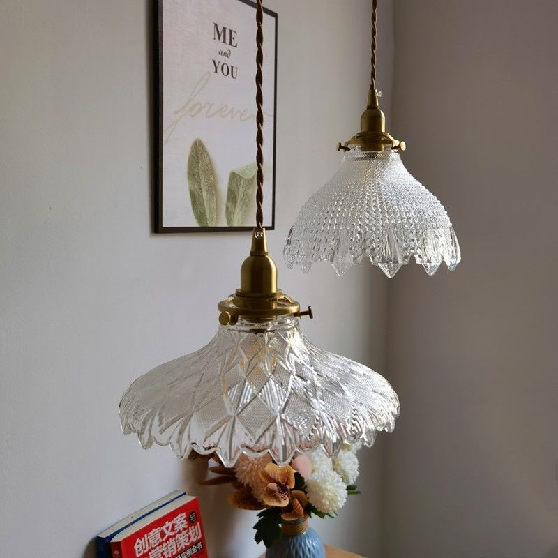 Đèn Treo Trần Nhà Bằng Kính Đồng Thau Phong Cách Retro Nhật Bản