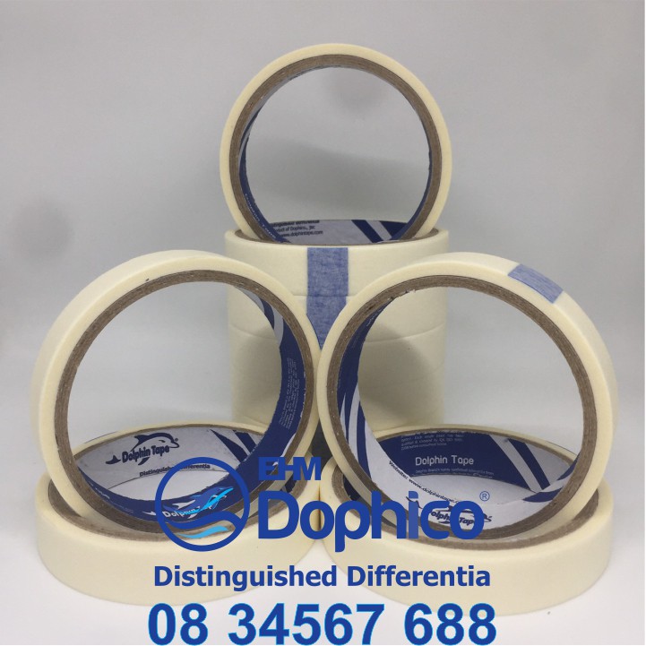 Băng dính giấy Dolphin  dùng dán viết ghi chú, kẻ chỉ sơn tường, cố định tranh vẽ, chặn màu nước
