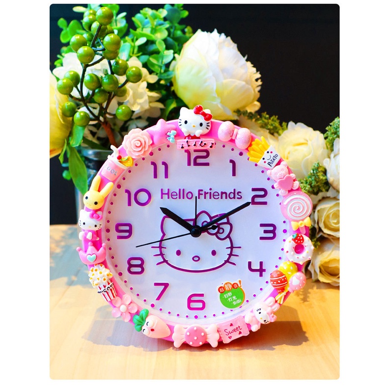 Đồng hồ báo thức để bàn Hello Kitty 15cm làm quà tặng sinh nhật cho bé cute dễ thương