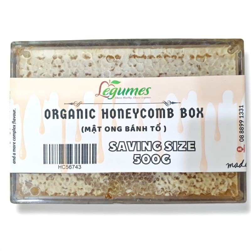 Mật ong bánh tổ nguyên chất size lớn 500g - Organic Honeycomb Box 500g