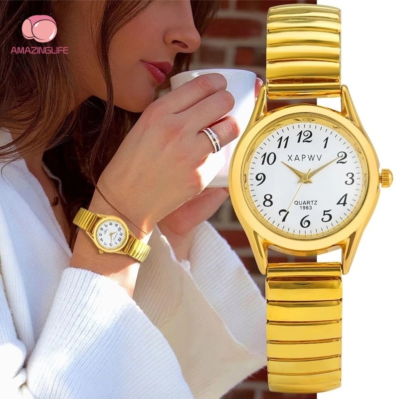 Fashion Stainless Steel Elastic Band Business Quartz Watch/ Luxury Large Dial Round Quartz Couple Watches