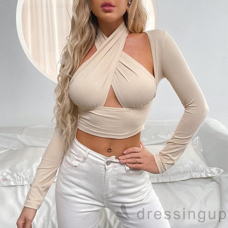 Áo thun tay dài màu sắc đơn giản dành cho nữ