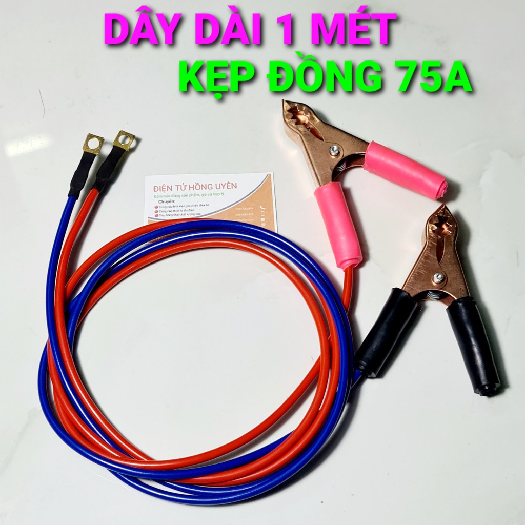 Combo 2 dây kẹp bình đỏ đen sạc acquy. Kẹp đồng 100A / 75A / 35A đã được hàn dây điện về chỉ việc nối vào bộ sạc là dùng