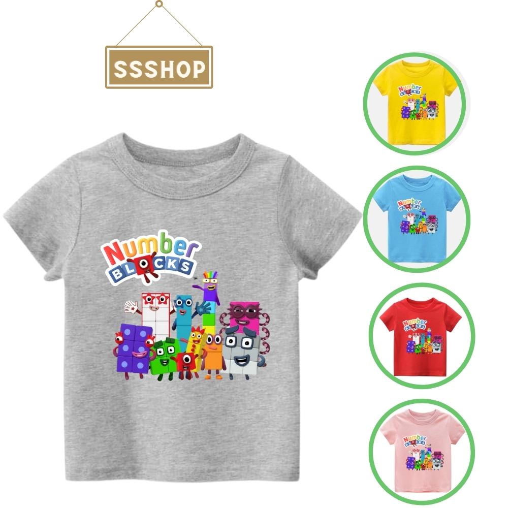 Áo thun cho bé trai bé gái in hình hoạt hình Number Blocks, Chất liệu vải cotton mềm mịn hình in không bong tróc SSSHOP