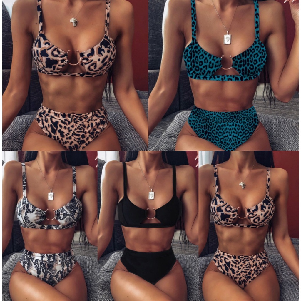 Bộ đồ bơi họa tiết da báo nhiều màu sắc phong cách Âu Mỹ 2020 quyến rũ cho nữ
