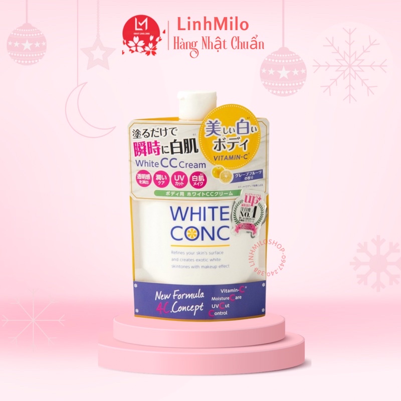Sữa dưỡng thể trắng da toàn thân White Con CC cream 200g Nhật bản