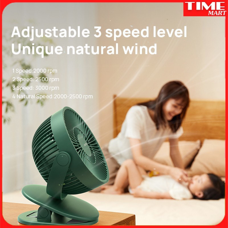 Quạt kẹp cầm tay JISULIFE cổng cắm USB có thể sạc lại với pin 4000mAh [TIME_MART siêu thị tiện ích gia đình]
