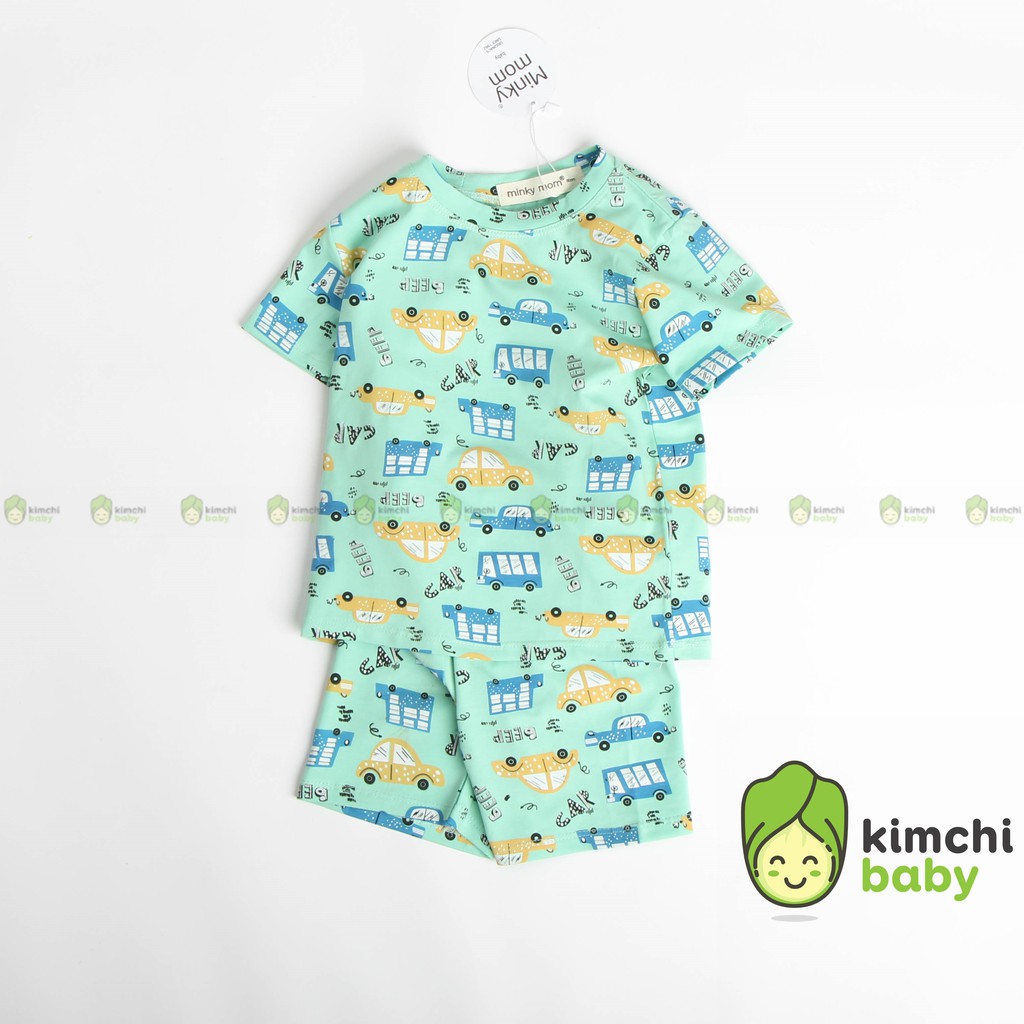 Đồ Bộ Bé Trai, Bé Gái Minky Mom Vải Cotton 100% Họa Tiết Bò Sữa In Nhỏ, Bộ Cộc Tay Cho Bé Mặc Nhà Mùa Hè MKM2126