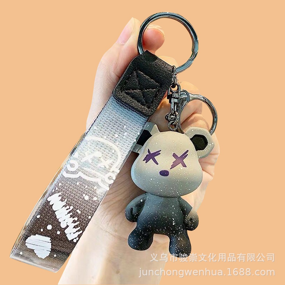 Móc khóa da Asta Accesories màu bạc xanh cao cấp chết liệu Titan chống gỉ - Móc Khóa BearX