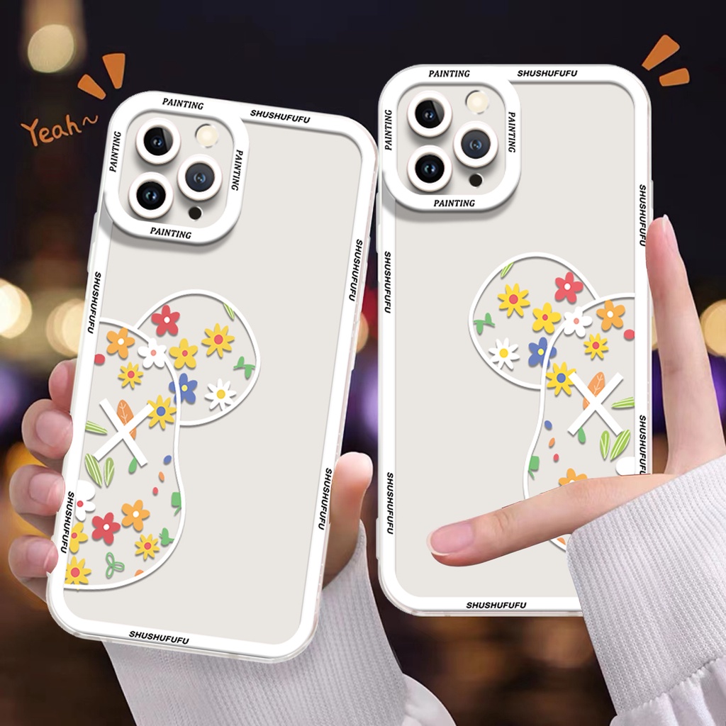 Ốp Điện Thoại Silicon TPU Mềm Trong Suốt Họa Tiết Hoa / Gấu Cho IPhone 13 12 11 Pro XS Max X XR 8 7 6 6S Plus