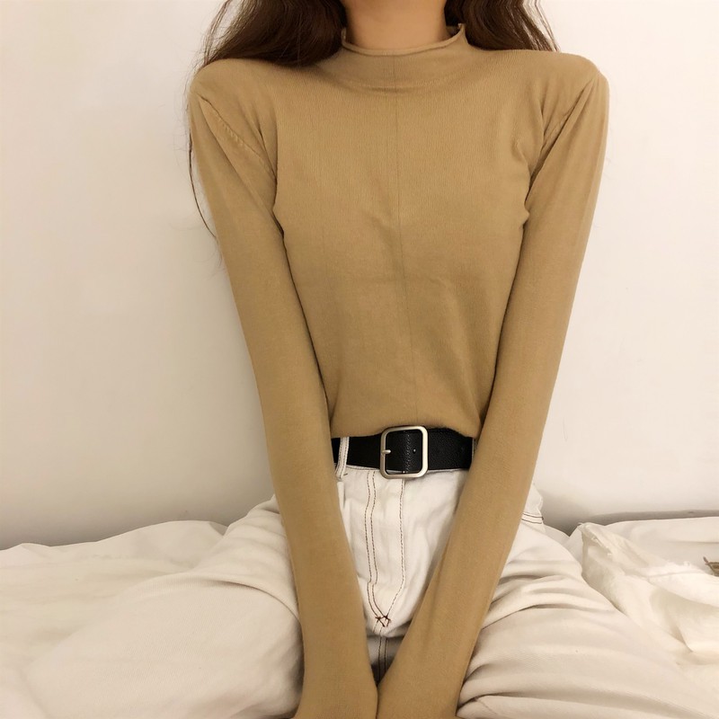 Áo Sweater Mỏng Tay Dài Cổ Tròn Màu Trơn Thời Trang Mùa Thu Cho Nữ