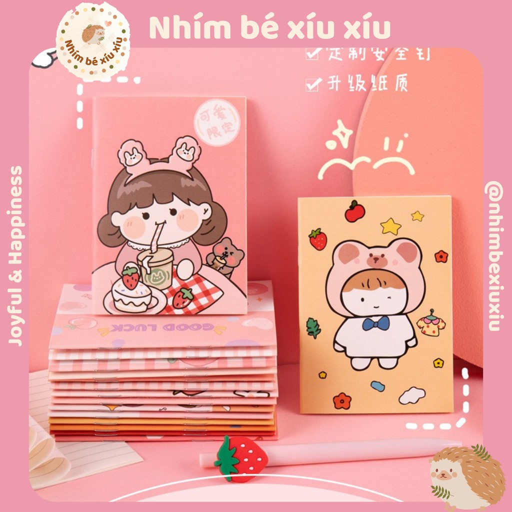 Sổ tay kẻ ngang size A7 nhiều hình cute dễ thương VT143