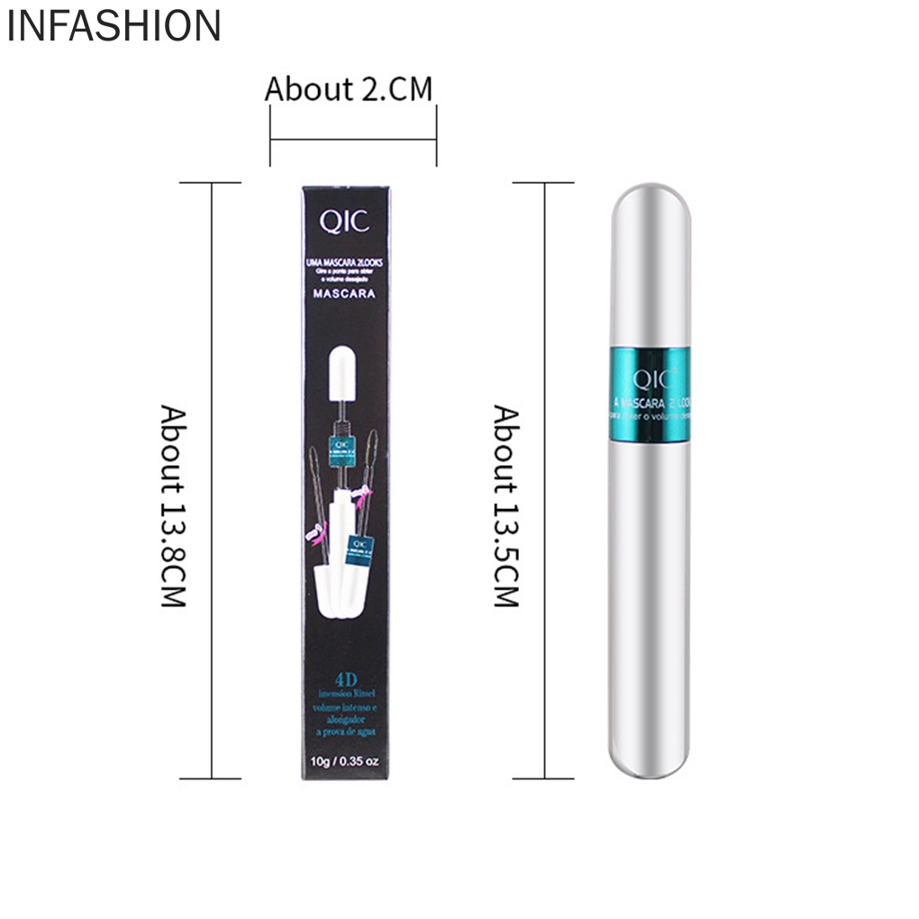 [Hàng mới về] Mascara QIC sợi 3D hai đầu chống thấm nước chuốt dày và cong mi