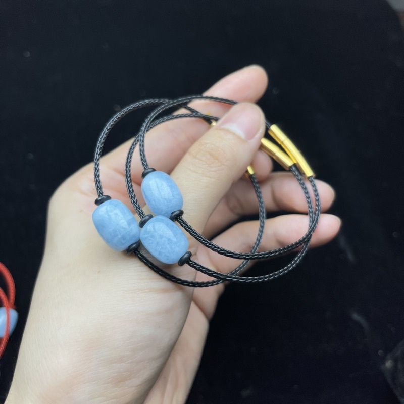 Vòng tay lu thống đá T.A tóc vàng, tóc đen, quamarine đầu xuôi đuôi lọt khóa bấm cao cấp