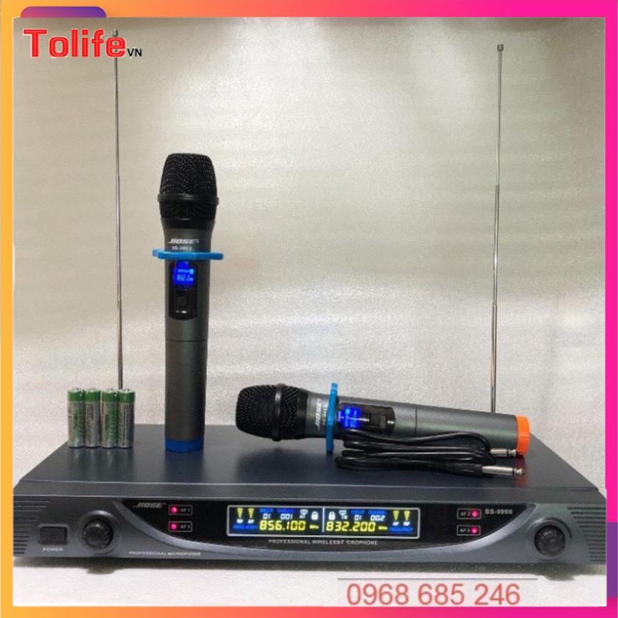 Micro không dây hát karaoke BS 999ii - mic ko dây chính hãng BH 12 tháng