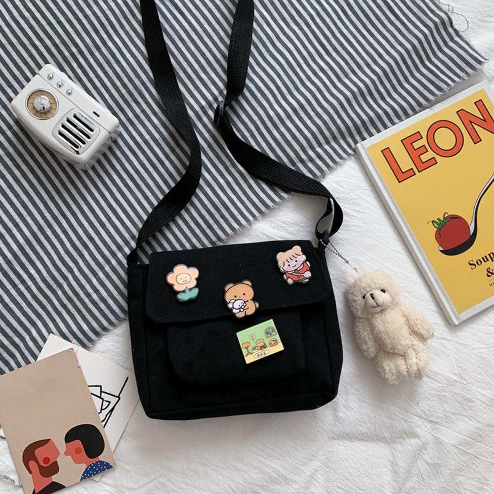 Túi Đeo Chéo Vải Canvas Phong Cách Harajuku Dễ Thương Cho Nữ