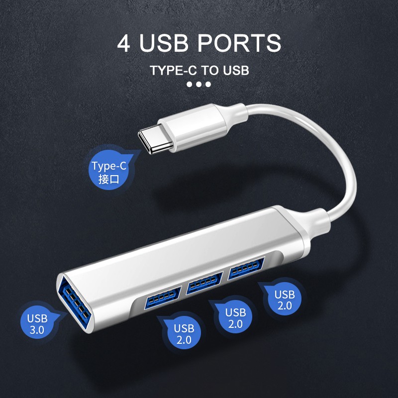 Hub Chia 4 Cổng USB 3.0 Type C 3.1 OTG Cho MacBook Pro 13 15 Air Pro PC