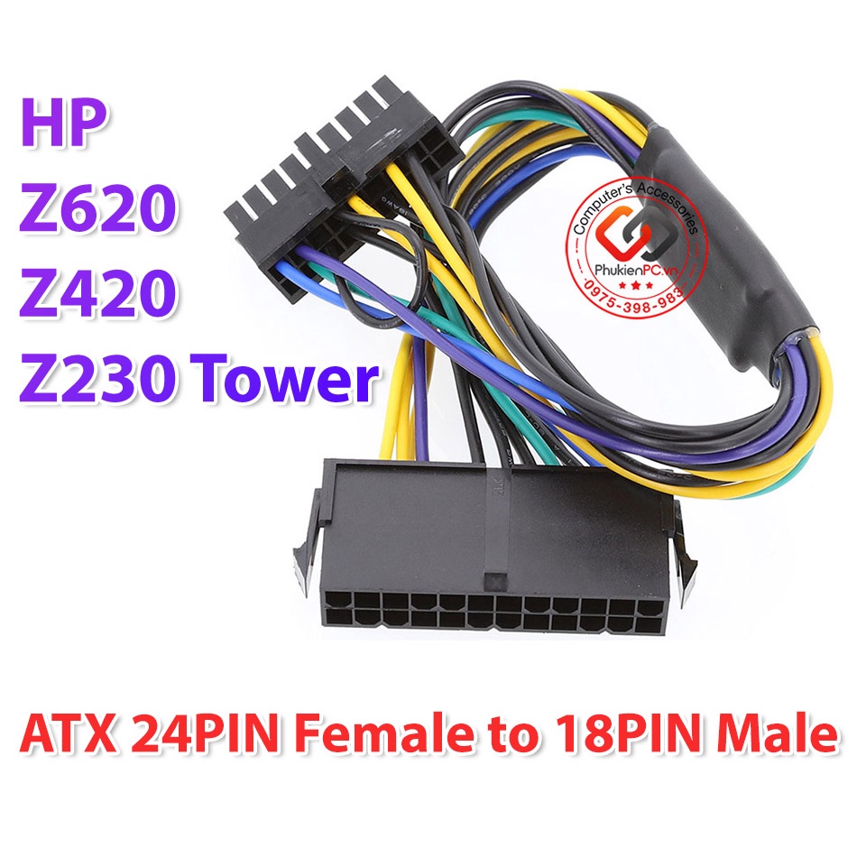 Dây cáp chuyển nguồn ATX 24Pin to 18Pin cho HP Z230 Z420 Z620, thay thế nguồn thường cho máy đồng bộ HP