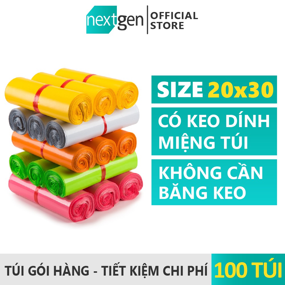 100 Túi size []20x30cm[] Túi gói hàng nilong chuyên dụng đóng hàng cod NEXTGEN siêu chắc, tiết kiệm.