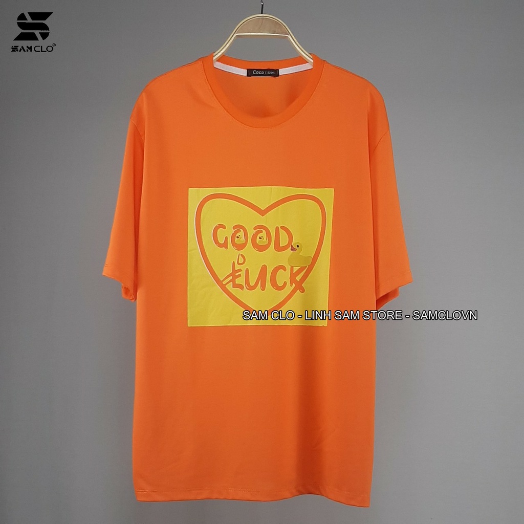 Áo thun nữ tay lỡ SAM CLO freesize phông form rộng dáng Unisex, mặc lớp, nhóm, couple hình TRÁI TIM CON VỊT