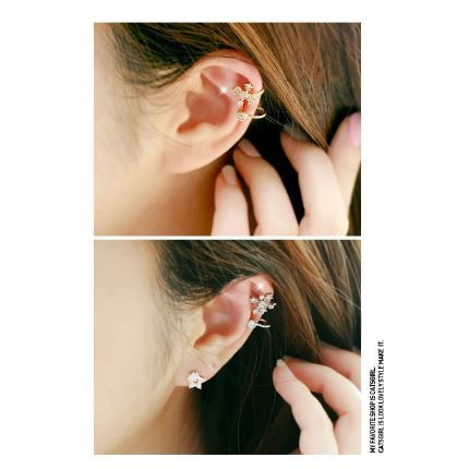 Hoa tai kẹp vành một bên - Kiểu hoa đá