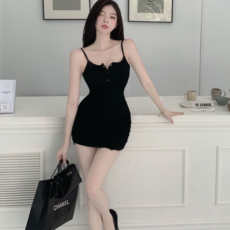 Đầm PERTY hai dây ôm eo phong cách Hàn Quốc thời trang mùa hè kiểu mới dành cho nữ
